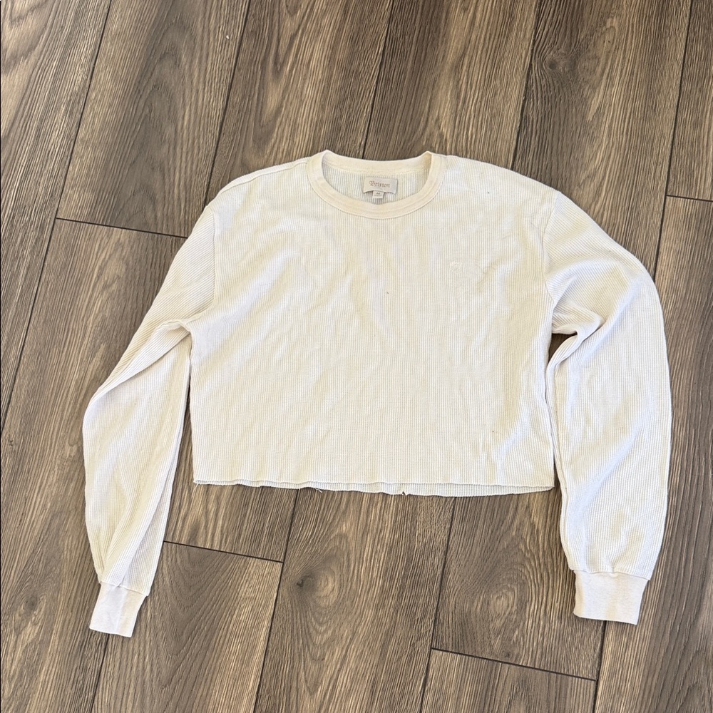 Brixton Cream Long Sleeve waffle knit Crop thermal top